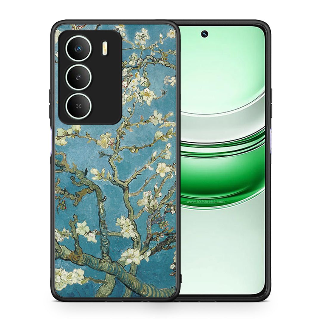 Θήκη Realme 14X White Blossoms από τη Smartfits με σχέδιο στο πίσω μέρος και μαύρο περίβλημα | Realme 14X White Blossoms case with colorful back and black bezels