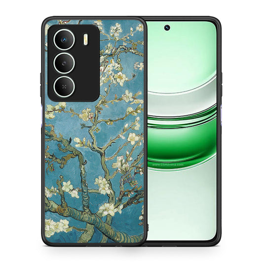 Θήκη Realme 14X White Blossoms από τη Smartfits με σχέδιο στο πίσω μέρος και μαύρο περίβλημα | Realme 14X White Blossoms case with colorful back and black bezels
