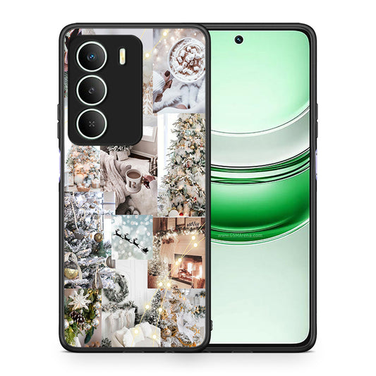 Θήκη Realme 14X White Christmas από τη Smartfits με σχέδιο στο πίσω μέρος και μαύρο περίβλημα | Realme 14X White Christmas case with colorful back and black bezels