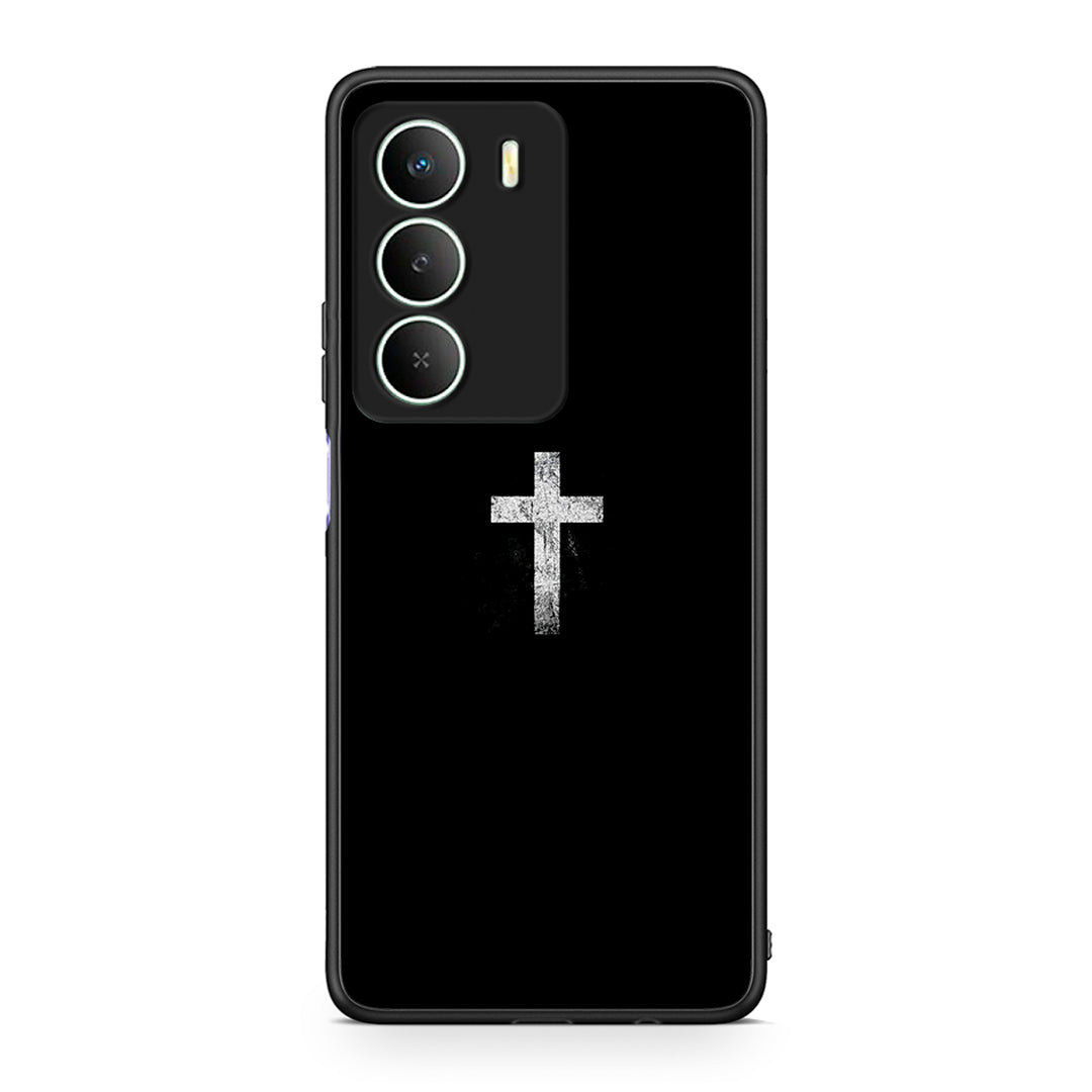 Realme 14X White Cross θήκη από τη Smartfits με σχέδιο στο πίσω μέρος και μαύρο περίβλημα | Smartphone case with colorful back and black bezels by Smartfits