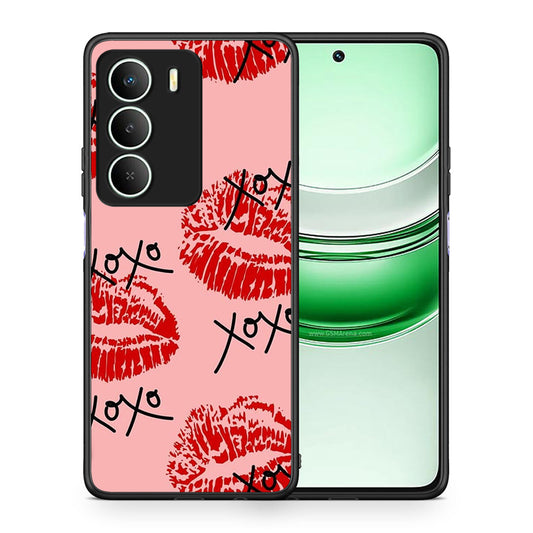 Θήκη Realme 14X XOXO Lips από τη Smartfits με σχέδιο στο πίσω μέρος και μαύρο περίβλημα | Realme 14X XOXO Lips case with colorful back and black bezels