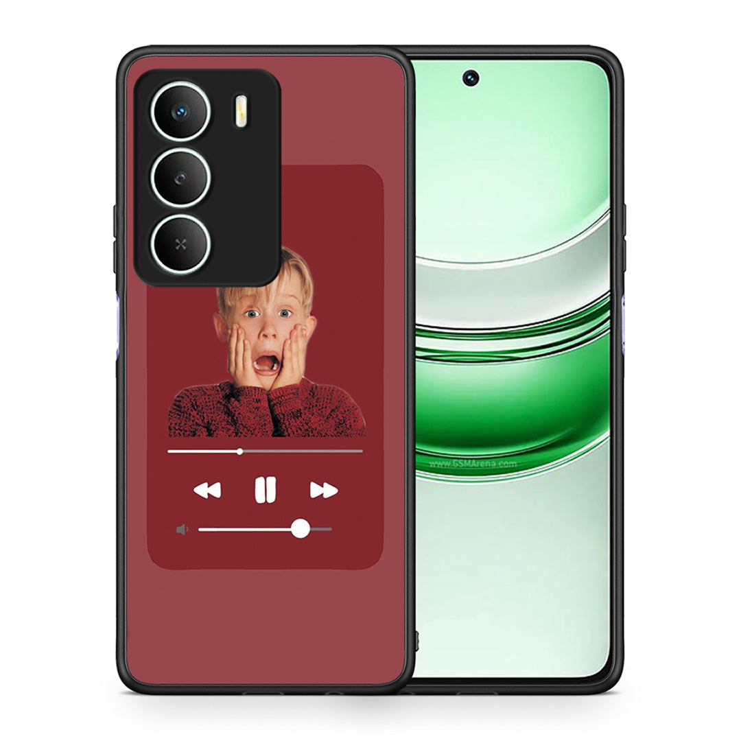 Θήκη Realme 14X Xmas Alone Music από τη Smartfits με σχέδιο στο πίσω μέρος και μαύρο περίβλημα | Realme 14X Xmas Alone Music case with colorful back and black bezels