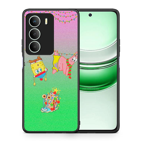 Θήκη Realme 14X Xmas Lights από τη Smartfits με σχέδιο στο πίσω μέρος και μαύρο περίβλημα | Realme 14X Xmas Lights case with colorful back and black bezels