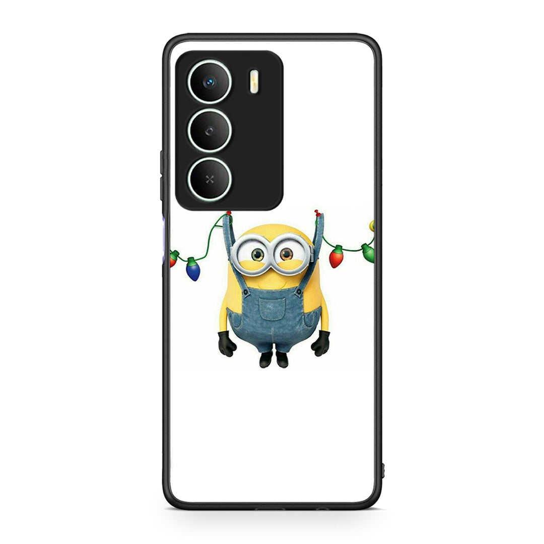 Realme 14X Xmas Minion Lights θήκη από τη Smartfits με σχέδιο στο πίσω μέρος και μαύρο περίβλημα | Smartphone case with colorful back and black bezels by Smartfits
