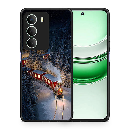 Θήκη Realme 14X Xmas Train από τη Smartfits με σχέδιο στο πίσω μέρος και μαύρο περίβλημα | Realme 14X Xmas Train case with colorful back and black bezels