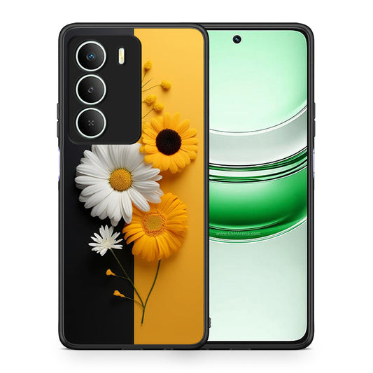 Θήκη Realme 14X Yellow Daisies από τη Smartfits με σχέδιο στο πίσω μέρος και μαύρο περίβλημα | Realme 14X Yellow Daisies case with colorful back and black bezels