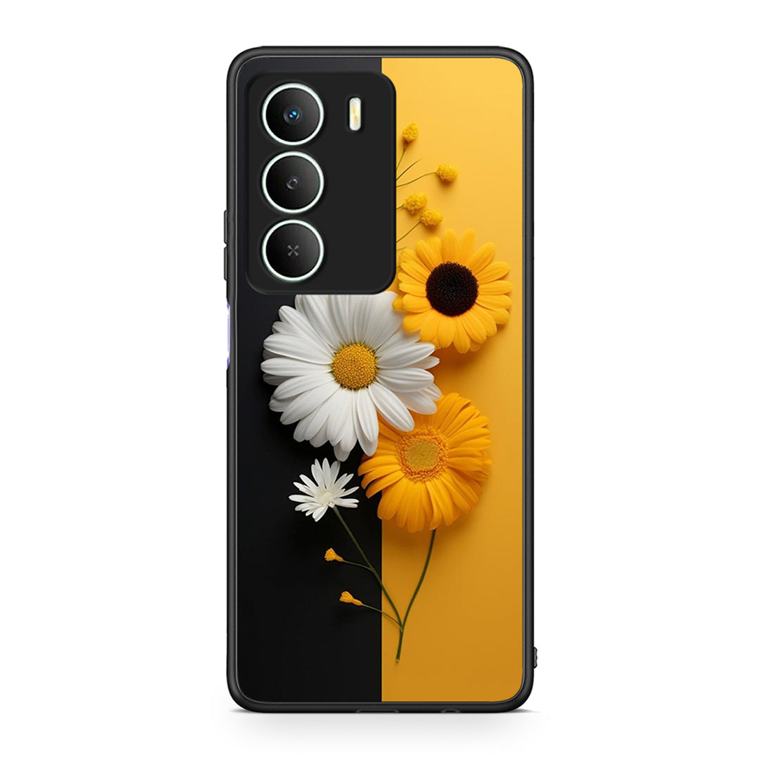 Realme 14X Yellow Daisies θήκη από τη Smartfits με σχέδιο στο πίσω μέρος και μαύρο περίβλημα | Smartphone case with colorful back and black bezels by Smartfits