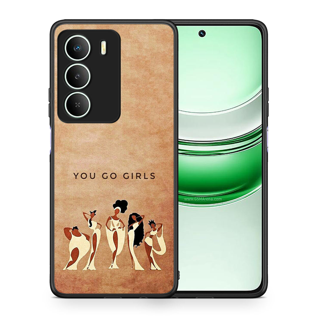 Θήκη Realme 14X You Go Girl από τη Smartfits με σχέδιο στο πίσω μέρος και μαύρο περίβλημα | Realme 14X You Go Girl case with colorful back and black bezels