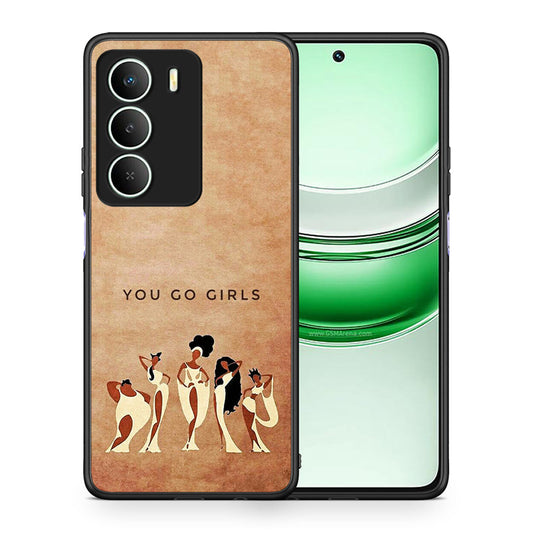 Θήκη Realme 14X You Go Girl από τη Smartfits με σχέδιο στο πίσω μέρος και μαύρο περίβλημα | Realme 14X You Go Girl case with colorful back and black bezels