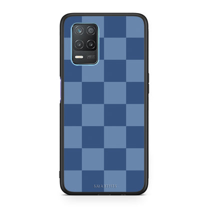 Θήκη Realme 8 5G Denim Blue Checkerboard από τη Smartfits με σχέδιο στο πίσω μέρος και μαύρο περίβλημα | Realme 8 5G Denim Blue Checkerboard case with colorful back and black bezels