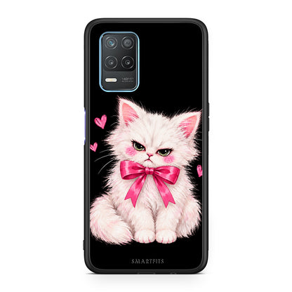 Θήκη Realme 8 5G Grumpy Party Kitten on Black από τη Smartfits με σχέδιο στο πίσω μέρος και μαύρο περίβλημα | Realme 8 5G Grumpy Party Kitten on Black case with colorful back and black bezels