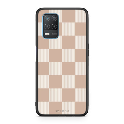 Θήκη Realme 8 5G Latte and Cream Striped Checks από τη Smartfits με σχέδιο στο πίσω μέρος και μαύρο περίβλημα | Realme 8 5G Latte and Cream Striped Checks case with colorful back and black bezels
