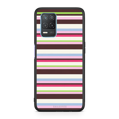 Θήκη Realme 8 5G Multicolour Horizontal Stripes από τη Smartfits με σχέδιο στο πίσω μέρος και μαύρο περίβλημα | Realme 8 5G Multicolour Horizontal Stripes case with colorful back and black bezels