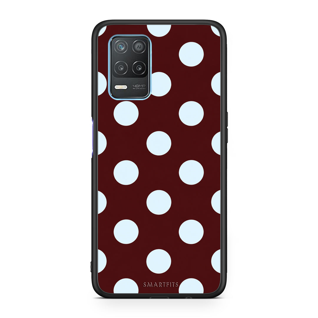 Θήκη Realme 8 5G Pale Blue Large Polka Dots on Burgundy από τη Smartfits με σχέδιο στο πίσω μέρος και μαύρο περίβλημα | Realme 8 5G Pale Blue Large Polka Dots on Burgundy case with colorful back and black bezels