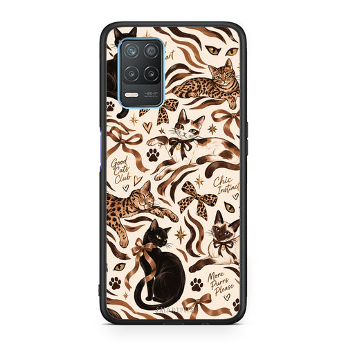 Θήκη Realme 8 5G Wild Cats and Animal Print Collage από τη Smartfits με σχέδιο στο πίσω μέρος και μαύρο περίβλημα | Realme 8 5G Wild Cats and Animal Print Collage case with colorful back and black bezels