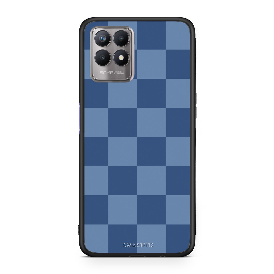Θήκη Realme 8i Denim Blue Checkerboard από τη Smartfits με σχέδιο στο πίσω μέρος και μαύρο περίβλημα | Realme 8i Denim Blue Checkerboard case with colorful back and black bezels