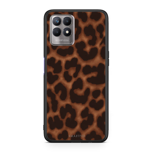 Θήκη Realme 8i Leopard Print Dark Brown από τη Smartfits με σχέδιο στο πίσω μέρος και μαύρο περίβλημα | Realme 8i Leopard Print Dark Brown case with colorful back and black bezels