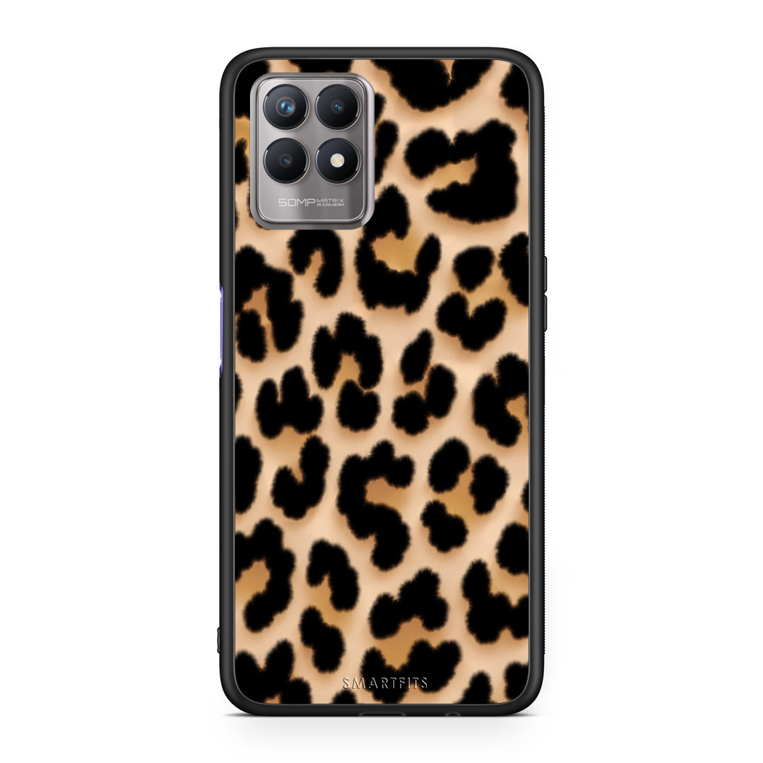 Θήκη Realme 8i Leopard Print Tan Large από τη Smartfits με σχέδιο στο πίσω μέρος και μαύρο περίβλημα | Realme 8i Leopard Print Tan Large case with colorful back and black bezels