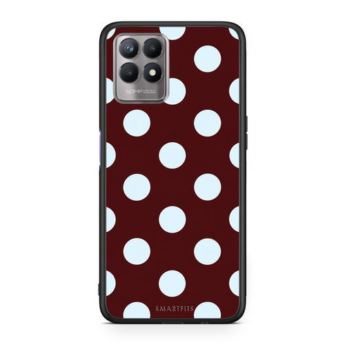 Θήκη Realme 8i Pale Blue Large Polka Dots on Burgundy από τη Smartfits με σχέδιο στο πίσω μέρος και μαύρο περίβλημα | Realme 8i Pale Blue Large Polka Dots on Burgundy case with colorful back and black bezels