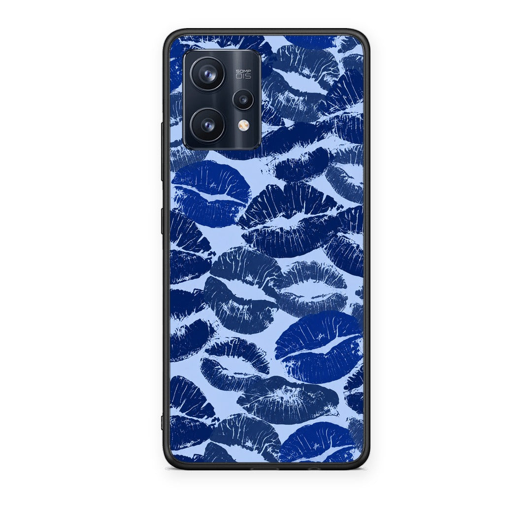 Θήκη Realme 9 / 9 Pro+ 5G Blue Lipstick Kisses από τη Smartfits με σχέδιο στο πίσω μέρος και μαύρο περίβλημα | Realme 9 / 9 Pro+ 5G Blue Lipstick Kisses case with colorful back and black bezels