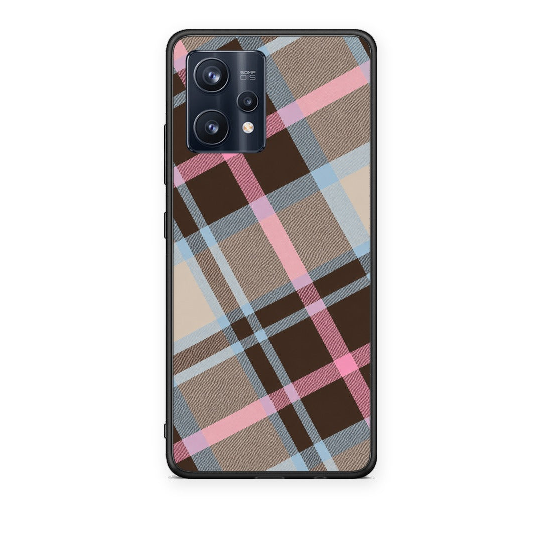 Θήκη Realme 9 / 9 Pro+ 5G Brown Pink and Blue Diagonal Plaid από τη Smartfits με σχέδιο στο πίσω μέρος και μαύρο περίβλημα | Realme 9 / 9 Pro+ 5G Brown Pink and Blue Diagonal Plaid case with colorful back and black bezels