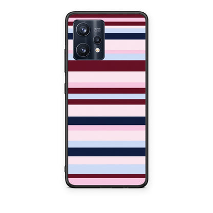 Θήκη Realme 9 / 9 Pro+ 5G Burgundy Pink and Blue Horizontal Stripes από τη Smartfits με σχέδιο στο πίσω μέρος και μαύρο περίβλημα | Realme 9 / 9 Pro+ 5G Burgundy Pink and Blue Horizontal Stripes case with colorful back and black bezels