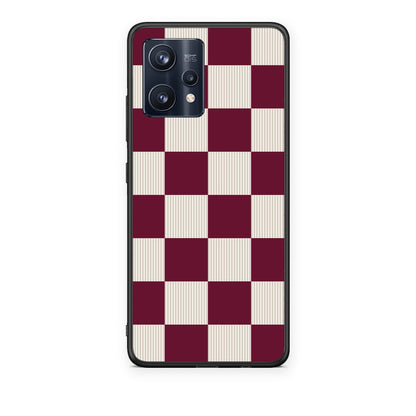Θήκη Realme 9 / 9 Pro+ 5G Burgundy and Cream Striped Checks από τη Smartfits με σχέδιο στο πίσω μέρος και μαύρο περίβλημα | Realme 9 / 9 Pro+ 5G Burgundy and Cream Striped Checks case with colorful back and black bezels