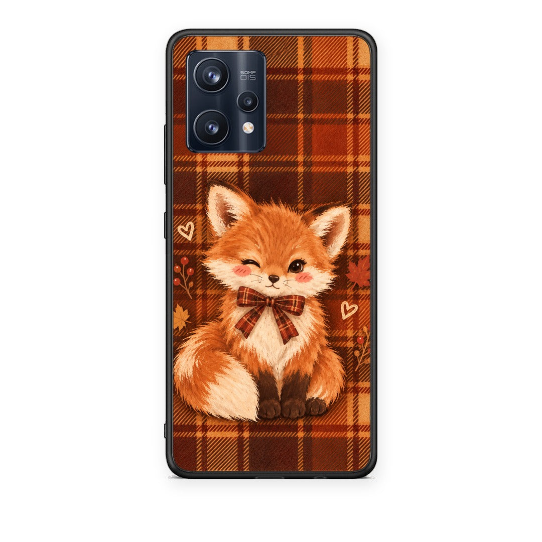 Θήκη Realme 9 / 9 Pro+ 5G Fox on Autumn Tartan από τη Smartfits με σχέδιο στο πίσω μέρος και μαύρο περίβλημα | Realme 9 / 9 Pro+ 5G Fox on Autumn Tartan case with colorful back and black bezels