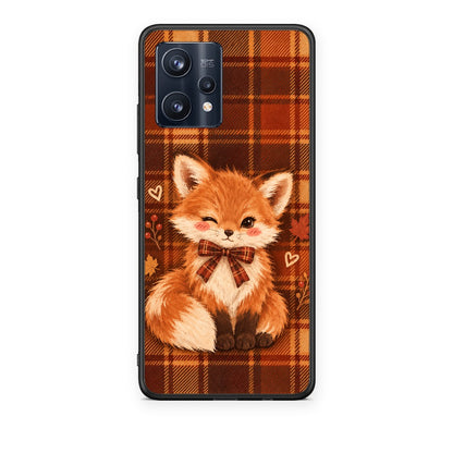 Θήκη Realme 9 / 9 Pro+ 5G Fox on Autumn Tartan από τη Smartfits με σχέδιο στο πίσω μέρος και μαύρο περίβλημα | Realme 9 / 9 Pro+ 5G Fox on Autumn Tartan case with colorful back and black bezels