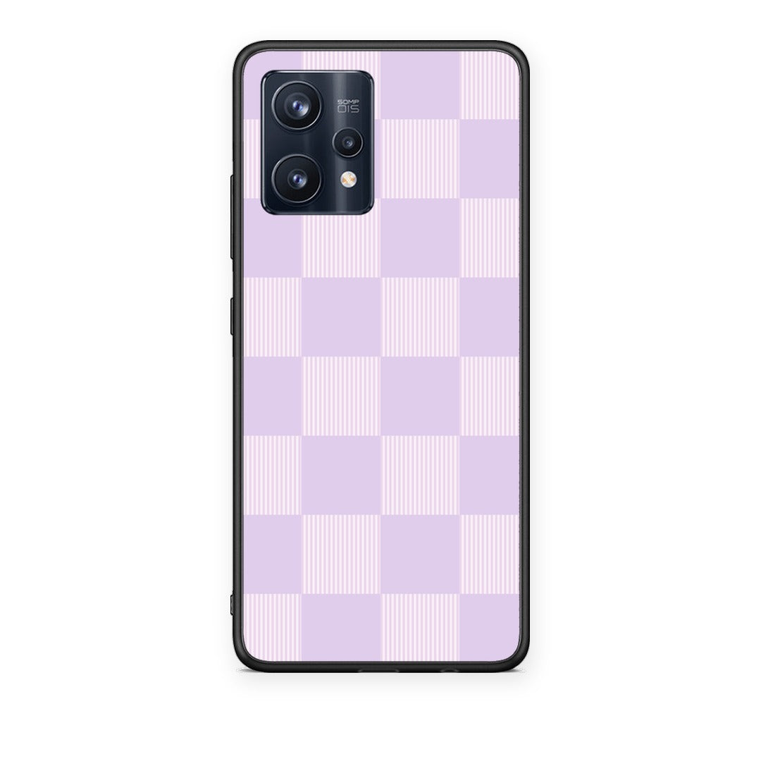 Θήκη Realme 9 / 9 Pro+ 5G Lilac and Cream Striped Checks από τη Smartfits με σχέδιο στο πίσω μέρος και μαύρο περίβλημα | Realme 9 / 9 Pro+ 5G Lilac and Cream Striped Checks case with colorful back and black bezels