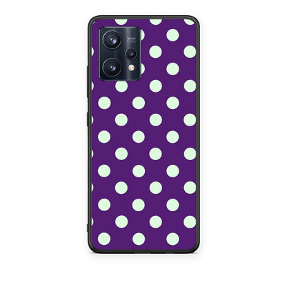 Θήκη Realme 9 / 9 Pro+ 5G Mint Polka Dots on Purple από τη Smartfits με σχέδιο στο πίσω μέρος και μαύρο περίβλημα | Realme 9 / 9 Pro+ 5G Mint Polka Dots on Purple case with colorful back and black bezels