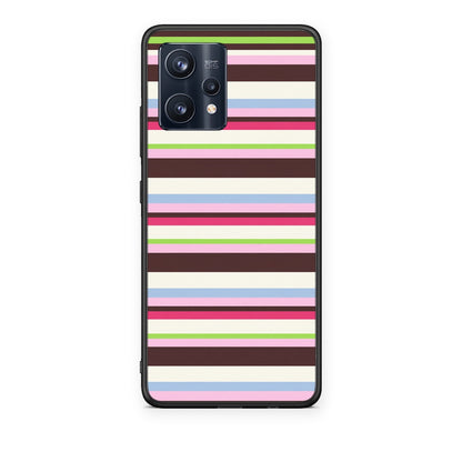 Θήκη Realme 9 / 9 Pro+ 5G Multicolour Horizontal Stripes από τη Smartfits με σχέδιο στο πίσω μέρος και μαύρο περίβλημα | Realme 9 / 9 Pro+ 5G Multicolour Horizontal Stripes case with colorful back and black bezels