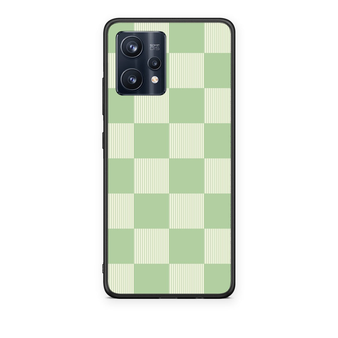 Θήκη Realme 9 / 9 Pro+ 5G Sage and Cream Striped Checks από τη Smartfits με σχέδιο στο πίσω μέρος και μαύρο περίβλημα | Realme 9 / 9 Pro+ 5G Sage and Cream Striped Checks case with colorful back and black bezels