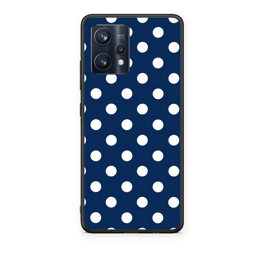 Θήκη Realme 9 / 9 Pro+ 5G White Large Polka Dots on Navy από τη Smartfits με σχέδιο στο πίσω μέρος και μαύρο περίβλημα | Realme 9 / 9 Pro+ 5G White Large Polka Dots on Navy case with colorful back and black bezels
