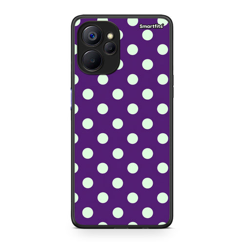 Θήκη Realme 9i 5G Mint Polka Dots on Purple από τη Smartfits με σχέδιο στο πίσω μέρος και μαύρο περίβλημα | Realme 9i 5G Mint Polka Dots on Purple case with colorful back and black bezels
