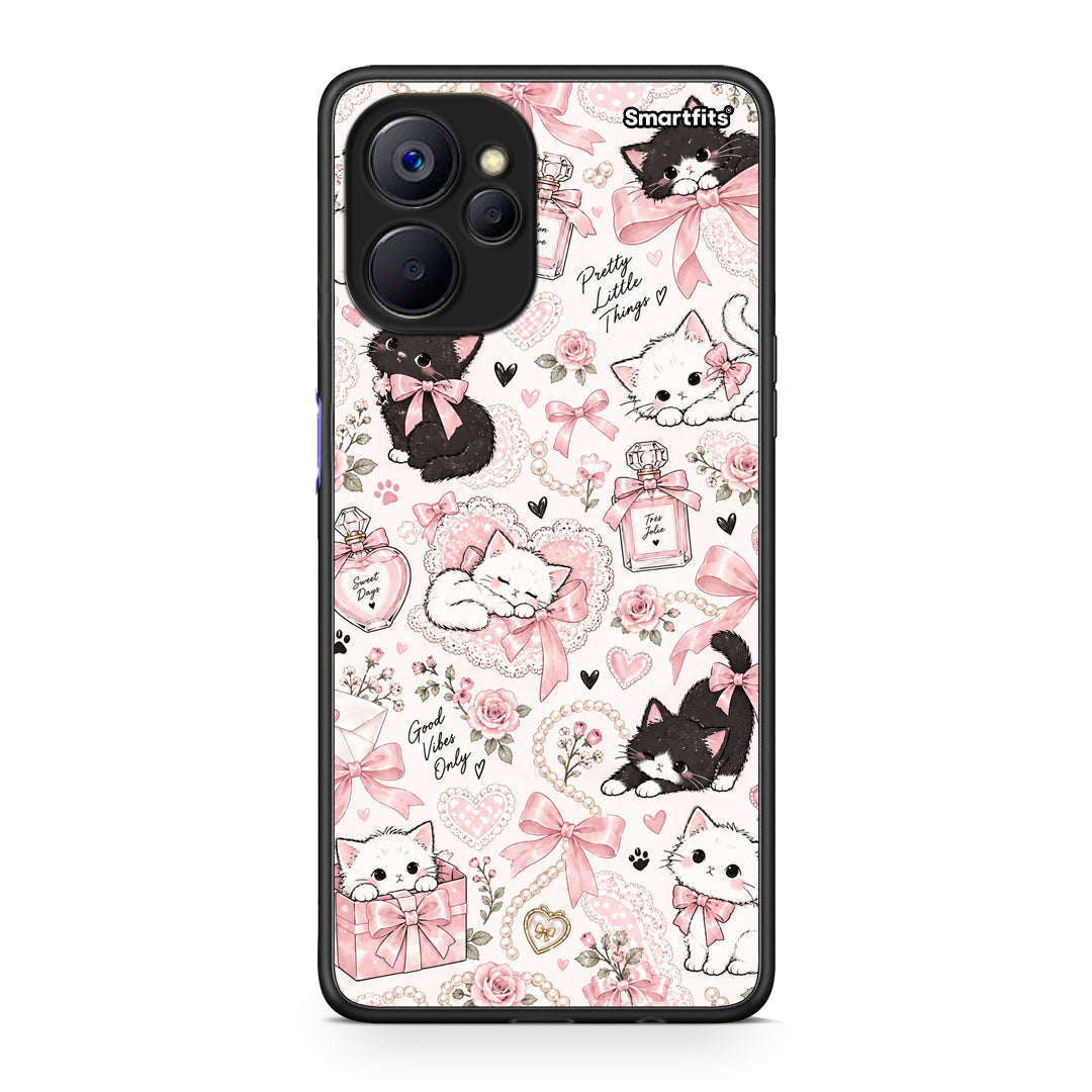 Θήκη Realme 9i 5G Pink Bows and Kittens Collage από τη Smartfits με σχέδιο στο πίσω μέρος και μαύρο περίβλημα | Realme 9i 5G Pink Bows and Kittens Collage case with colorful back and black bezels