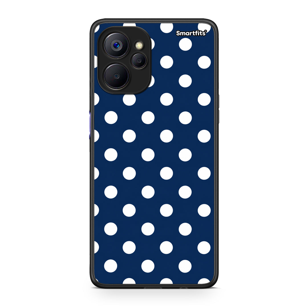 Θήκη Realme 9i 5G White Large Polka Dots on Navy από τη Smartfits με σχέδιο στο πίσω μέρος και μαύρο περίβλημα | Realme 9i 5G White Large Polka Dots on Navy case with colorful back and black bezels