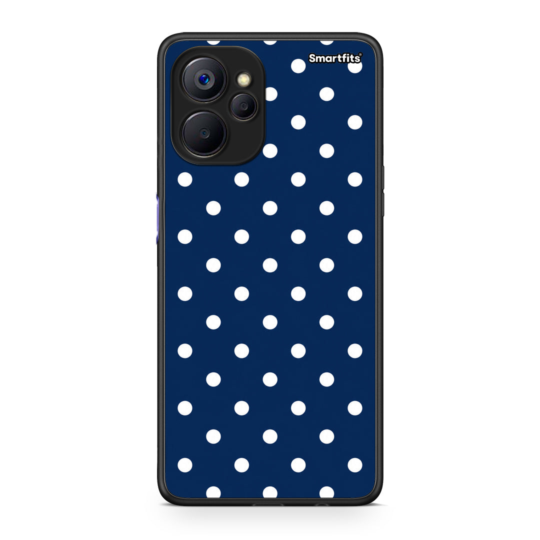 Θήκη Realme 9i 5G White Small Polka Dots on Navy από τη Smartfits με σχέδιο στο πίσω μέρος και μαύρο περίβλημα | Realme 9i 5G White Small Polka Dots on Navy case with colorful back and black bezels