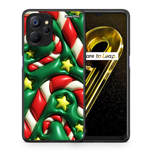 Θήκη Realme 9i 5G Christmas Bubbles από τη Smartfits με σχέδιο στο πίσω μέρος και μαύρο περίβλημα | Realme 9i 5G Christmas Bubbles case with colorful back and black bezels