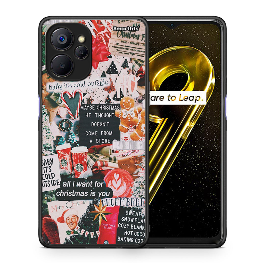 Θήκη Realme 9i 5G Christmas Happiness από τη Smartfits με σχέδιο στο πίσω μέρος και μαύρο περίβλημα | Realme 9i 5G Christmas Happiness case with colorful back and black bezels