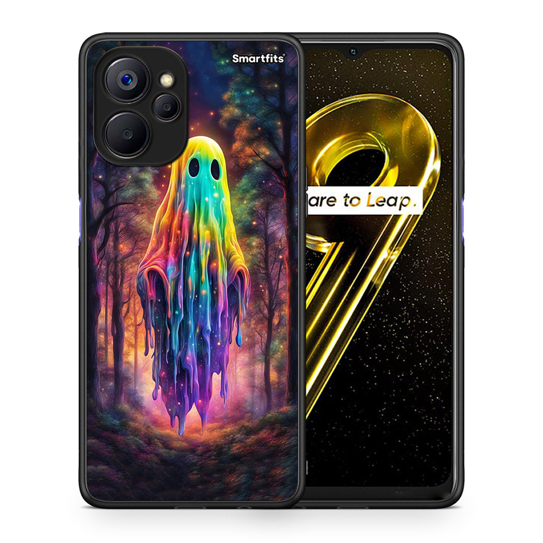 Θήκη Realme 9i 5G Halloween Ghost από τη Smartfits με σχέδιο στο πίσω μέρος και μαύρο περίβλημα | Realme 9i 5G Halloween Ghost case with colorful back and black bezels