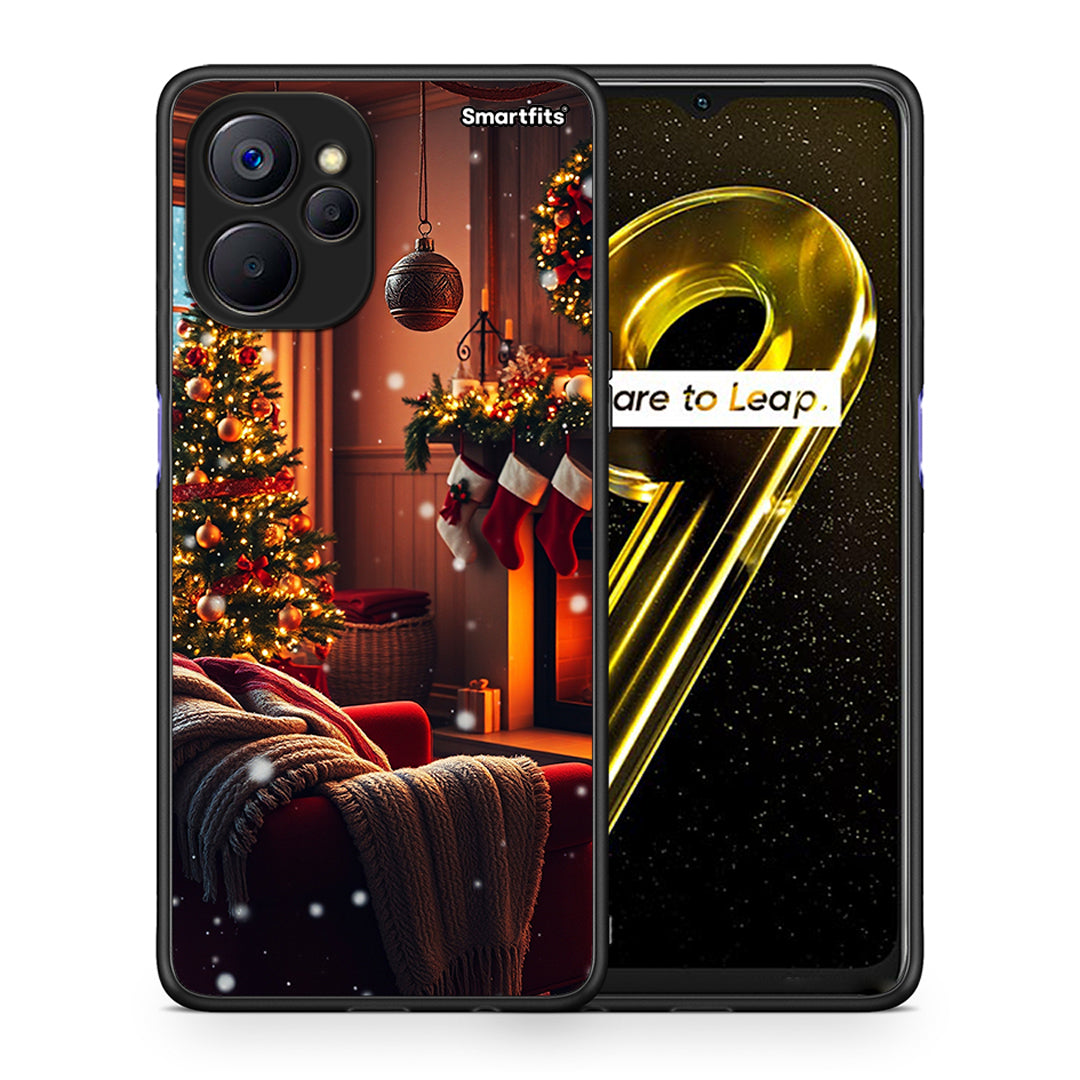 Θήκη Realme 9i 5G Home For Christmas από τη Smartfits με σχέδιο στο πίσω μέρος και μαύρο περίβλημα | Realme 9i 5G Home For Christmas case with colorful back and black bezels