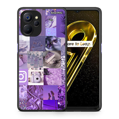 Θήκη Realme 9i 5G Purple Aesthetic Collage από τη Smartfits με σχέδιο στο πίσω μέρος και μαύρο περίβλημα | Realme 9i 5G Purple Aesthetic Collage case with colorful back and black bezels