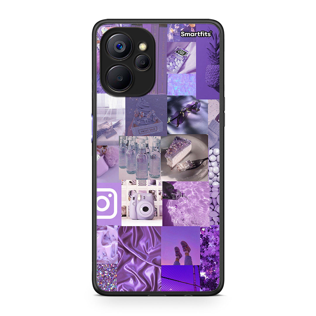 Realme 9i 5G Purple Aesthetic Collage θήκη από τη Smartfits με σχέδιο στο πίσω μέρος και μαύρο περίβλημα | Smartphone case with colorful back and black bezels by Smartfits