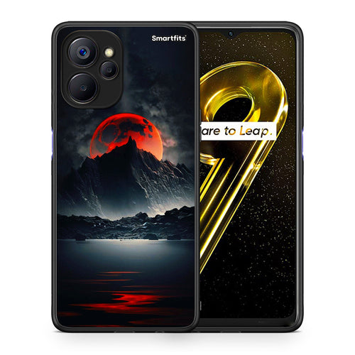 Θήκη Realme 9i 5G Red Full Moon από τη Smartfits με σχέδιο στο πίσω μέρος και μαύρο περίβλημα | Realme 9i 5G Red Full Moon case with colorful back and black bezels