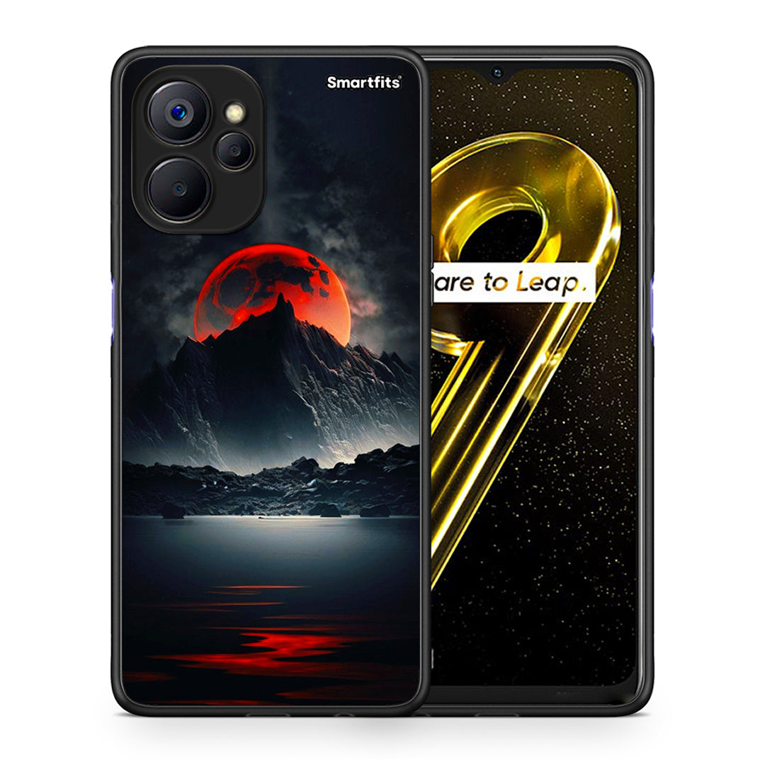 Θήκη Realme 9i 5G Red Full Moon από τη Smartfits με σχέδιο στο πίσω μέρος και μαύρο περίβλημα | Realme 9i 5G Red Full Moon case with colorful back and black bezels