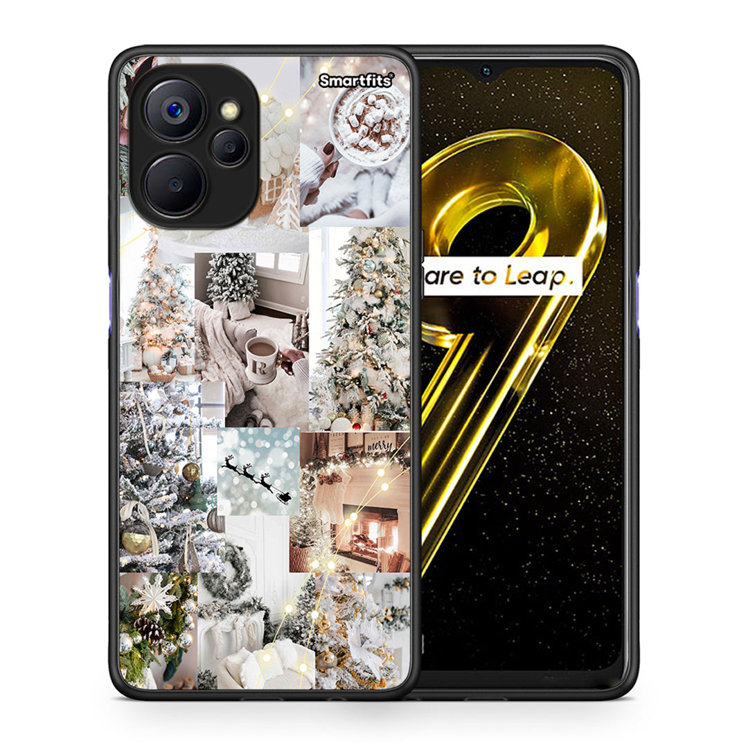 Θήκη Realme 9i 5G White Christmas από τη Smartfits με σχέδιο στο πίσω μέρος και μαύρο περίβλημα | Realme 9i 5G White Christmas case with colorful back and black bezels