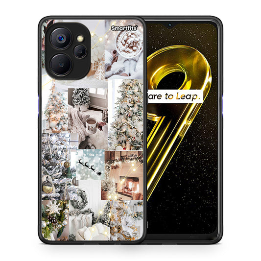 Θήκη Realme 9i 5G White Christmas από τη Smartfits με σχέδιο στο πίσω μέρος και μαύρο περίβλημα | Realme 9i 5G White Christmas case with colorful back and black bezels