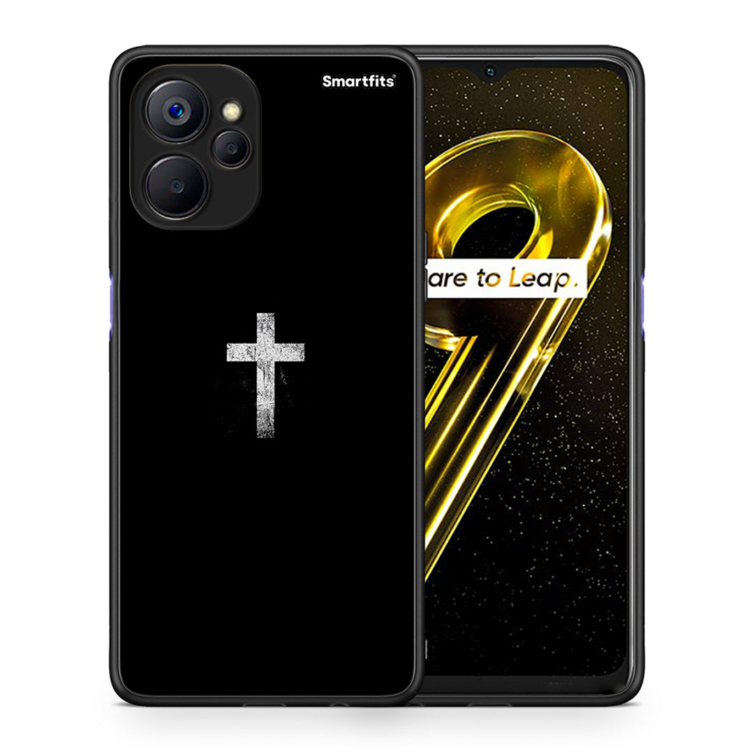 Θήκη Realme 9i 5G White Cross από τη Smartfits με σχέδιο στο πίσω μέρος και μαύρο περίβλημα | Realme 9i 5G White Cross case with colorful back and black bezels