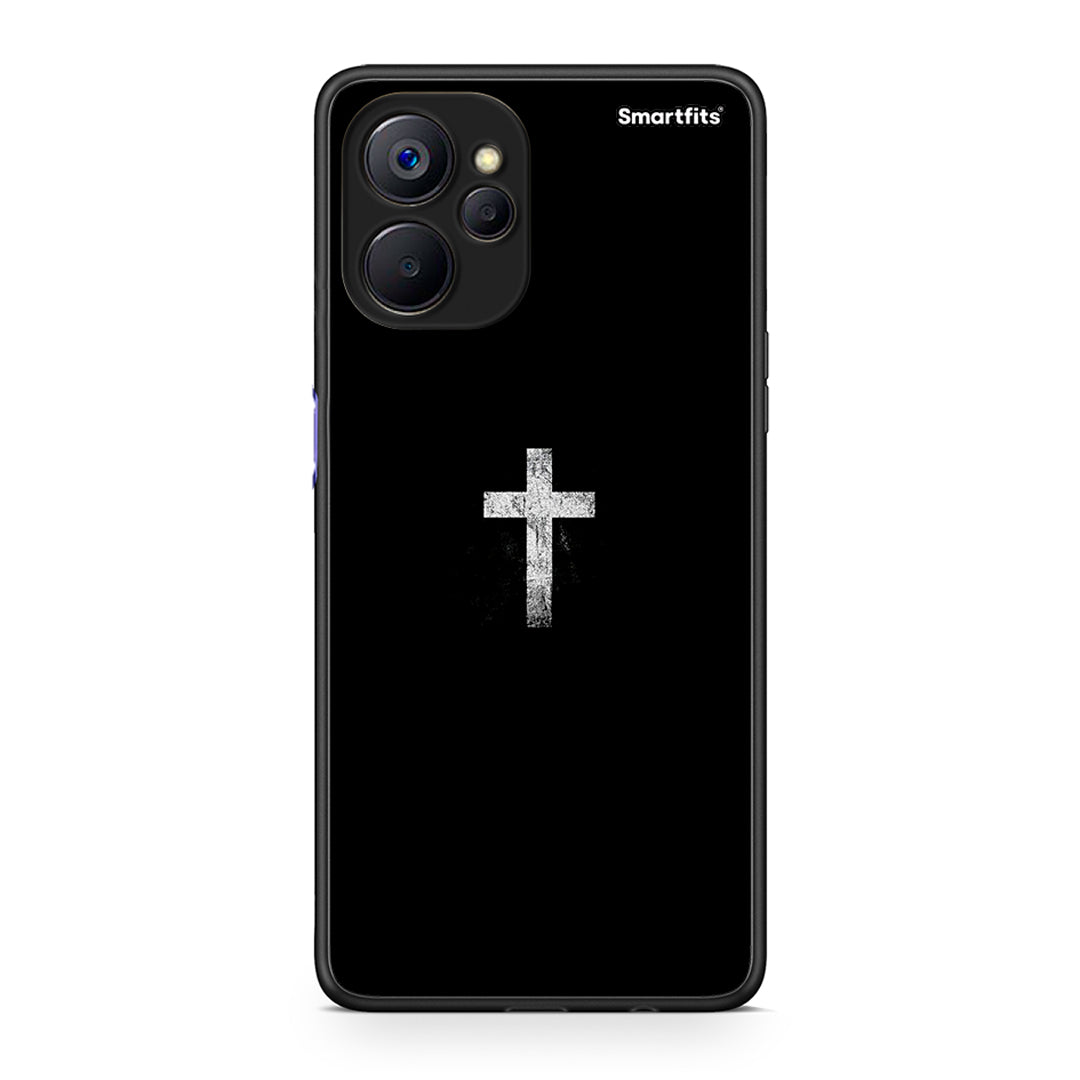 Realme 9i 5G White Cross θήκη από τη Smartfits με σχέδιο στο πίσω μέρος και μαύρο περίβλημα | Smartphone case with colorful back and black bezels by Smartfits